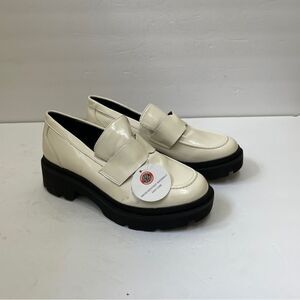 NEW WITH TAGS BLONDO SUMMER LEATHER PLATFORM‎ LOAFERS IN BONE